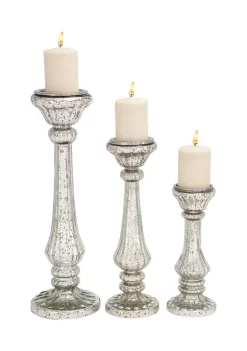 Promo 🤩 Traditional Glass Candle Holder - Set of 3 by Monroe Lane 🔔