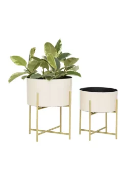 Discount ❤️ Modern Metal Planter - Set of 2 by Monroe Lane 😍 -Monroe Lane Sales Belk 13122