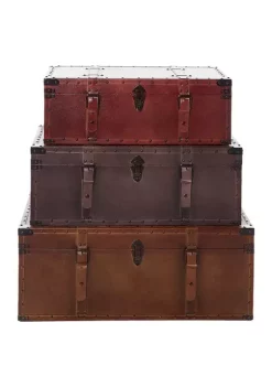 New 🤩 Rustic Wood Trunk - Set of 3 by Monroe Lane 🥰 -Monroe Lane Sales Belk 13125