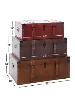 New 🤩 Rustic Wood Trunk - Set of 3 by Monroe Lane 🥰 -Monroe Lane Sales Belk 13126