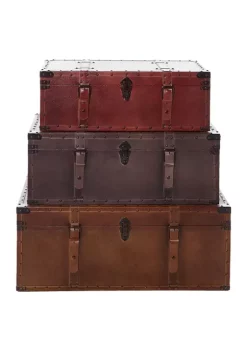 New 🤩 Rustic Wood Trunk - Set of 3 by Monroe Lane 🥰 -Monroe Lane Sales Belk 13127