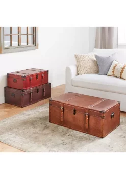New 🤩 Rustic Wood Trunk - Set of 3 by Monroe Lane 🥰 -Monroe Lane Sales Belk 13128
