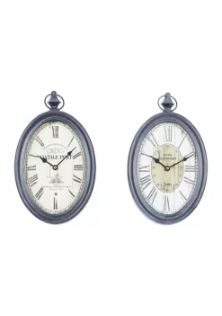 Coupon 🧨 Vintage Metal Wall Clock - Set of 2 by Monroe Lane 🔥 -Monroe Lane Sales Belk 13142