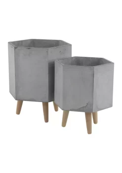 Best Pirce 😉 Contemporary Magnesium Oxide Planter - Set of 2 by Monroe Lane ⭐ -Monroe Lane Sales Belk 13254