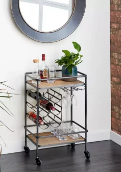 Discount 😉 Industrial Wood Bar Cart by Monroe Lane 😀 -Monroe Lane Sales Belk 13419