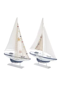 Budget 🌟 Coastal Wood Sculpture - Set of 2 by Monroe Lane ❤️ -Monroe Lane Sales Belk 13517