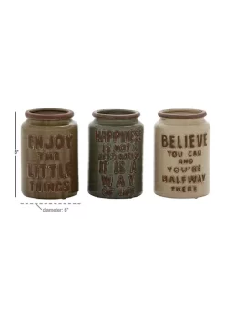 Hot Sale ⌛ Vintage Ceramic Decorative Jars - Set of 3 by Monroe Lane 👍 -Monroe Lane Sales Belk 13785