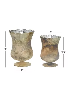 Wholesale 🤩 Rustic Glass Hurricane Lamp - Set of 2 by Monroe Lane 😍 -Monroe Lane Sales Belk 13825
