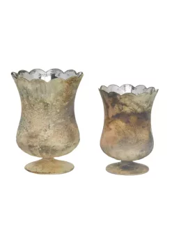 Wholesale 🤩 Rustic Glass Hurricane Lamp - Set of 2 by Monroe Lane 😍 -Monroe Lane Sales Belk 13826