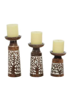 Promo π Coastal Mango Wood Candle Holder - Set of 3 by Monroe Lane π₯°