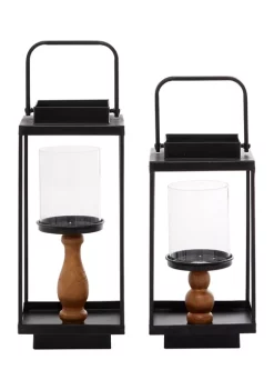 Best Pirce 🔔 Iron Contemporary Lantern Set of 2 by Monroe Lane 👏 -Monroe Lane Sales Belk 13878
