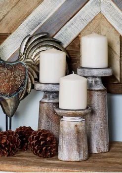Best deal โค๏ธ Coastal Mango Wood Candle Holder - Set of 3 by Monroe Lane ๐
