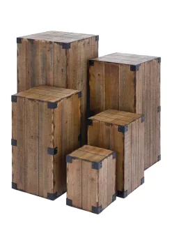 Best Pirce ✔️ Farmhouse Wood Pedestal Table - Set of 5 by Monroe Lane ⭐