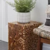 Brand new ⌛ Contemporary Teak Wood Stool by Monroe Lane ⌛