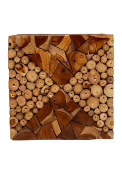 Brand new ⌛ Contemporary Teak Wood Stool by Monroe Lane ⌛ -Monroe Lane Sales Belk 14156