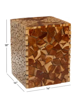 Brand new ⌛ Contemporary Teak Wood Stool by Monroe Lane ⌛ -Monroe Lane Sales Belk 14158