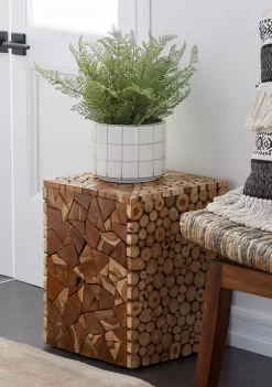 Brand new ⌛ Contemporary Teak Wood Stool by Monroe Lane ⌛ -Monroe Lane Sales Belk 14159