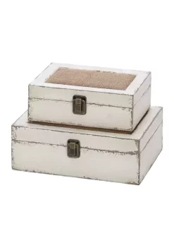 Brand new 🌟 Farmhouse Wood Box - Set of 2 by Monroe Lane ⌛ -Monroe Lane Sales Belk 14202