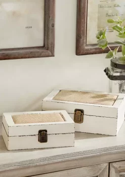 Brand new 🌟 Farmhouse Wood Box - Set of 2 by Monroe Lane ⌛ -Monroe Lane Sales Belk 14205