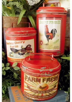 Cheap 🥰 Farmhouse Metal Decorative Jars - Set of 3 by Monroe Lane 😀 -Monroe Lane Sales Belk 14262