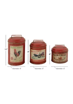 Cheap 🥰 Farmhouse Metal Decorative Jars - Set of 3 by Monroe Lane 😀 -Monroe Lane Sales Belk 14264