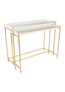 Hot Sale 🛒 Contemporary Metal Console Table - Set of 2 by Monroe Lane 🎁 -Monroe Lane Sales Belk 14295