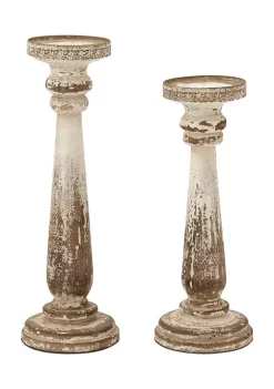 Budget 🧨 Traditional Wood Candle Holder - Set of 2 by Monroe Lane ✨ -Monroe Lane Sales Belk 14334