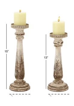Budget 🧨 Traditional Wood Candle Holder - Set of 2 by Monroe Lane ✨ -Monroe Lane Sales Belk 14335