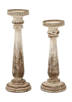 Budget 🧨 Traditional Wood Candle Holder - Set of 2 by Monroe Lane ✨ -Monroe Lane Sales Belk 14336