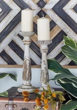Budget 🧨 Traditional Wood Candle Holder - Set of 2 by Monroe Lane ✨ -Monroe Lane Sales Belk 14337