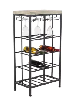 Best deal 🛒 Contemporary Iron Standing Wine Rack by Monroe Lane 🤩 -Monroe Lane Sales Belk 14371