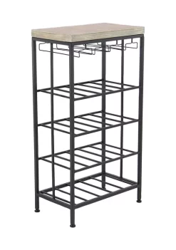 Best deal 🛒 Contemporary Iron Standing Wine Rack by Monroe Lane 🤩 -Monroe Lane Sales Belk 14373