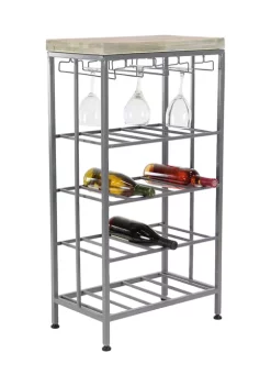 Best deal 🛒 Contemporary Iron Standing Wine Rack by Monroe Lane 🤩 -Monroe Lane Sales Belk 14374