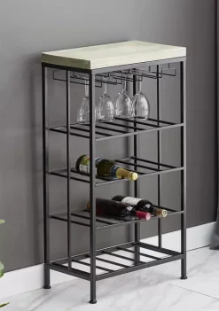 Best deal 🛒 Contemporary Iron Standing Wine Rack by Monroe Lane 🤩 -Monroe Lane Sales Belk 14375