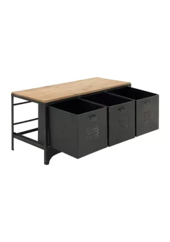 Outlet 🤩 Industrial Metal Storage Bench by Monroe Lane 💯 -Monroe Lane Sales Belk 14809
