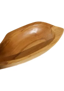 Promo ❤️ Coastal Teak Wood Tray - Set of 2 by Monroe Lane ⌛ -Monroe Lane Sales Belk 14830