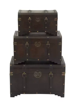 Deals 🌟 Traditional Wood Trunk - Set of 3 by Monroe Lane ✨