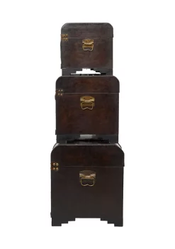 Deals 🌟 Traditional Wood Trunk - Set of 3 by Monroe Lane ✨ -Monroe Lane Sales Belk 14960