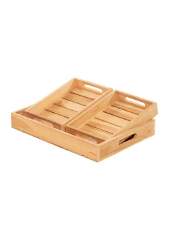 Brand new 🎁 Coastal Teak Wood Tray - Set of 3 by Monroe Lane 😍