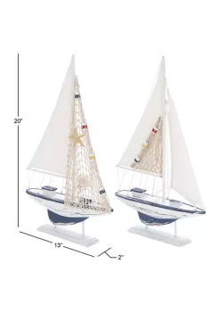 Best Sale 😉 Coastal Wood Sculpture - Set of 2 by Monroe Lane 🥰 -Monroe Lane Sales Belk 15024