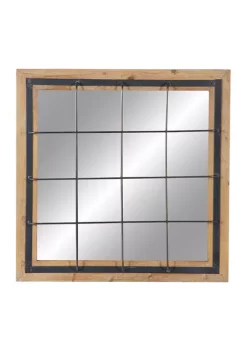 Discount 🛒 Industrial Wood Wall Mirror by Monroe Lane 🧨 -Monroe Lane Sales Belk 15056