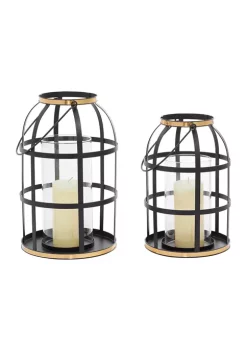 Discount 🔥 Industrial Metal Lantern - Set of 2 by Monroe Lane 🤩 -Monroe Lane Sales Belk 15166