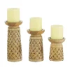 Budget 🧨 Coastal Wood Candle Holder - Set of 3 by Monroe Lane ⭐
