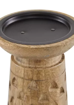 Budget 🧨 Coastal Wood Candle Holder - Set of 3 by Monroe Lane ⭐ -Monroe Lane Sales Belk 15439