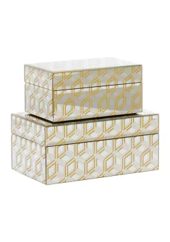 Discount π Gold Wood Glam Box - Set of 2 by Monroe Lane π₯