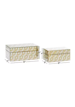 Discount 🎉 Gold Wood Glam Box - Set of 2 by Monroe Lane 🔥 -Monroe Lane Sales Belk 15447