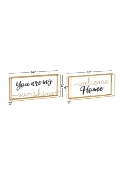 Discount ⌛ Contemporary Glass Decorative Sign - Set of 2 by Monroe Lane 🥰 -Monroe Lane Sales Belk 15695