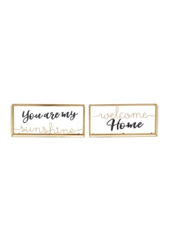 Discount ⌛ Contemporary Glass Decorative Sign - Set of 2 by Monroe Lane 🥰 -Monroe Lane Sales Belk 15696