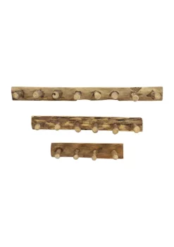 Promo 🌟 Rustic Teak Wood Wall Hook - Set of 3 by Monroe Lane 👏