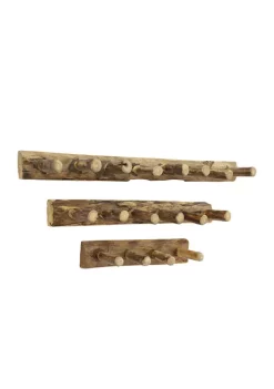 Promo 🌟 Rustic Teak Wood Wall Hook - Set of 3 by Monroe Lane 👏 -Monroe Lane Sales Belk 15708